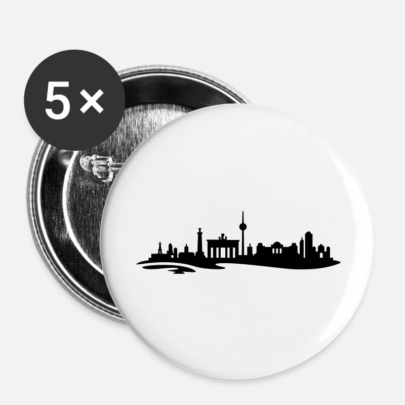 Berlin Skyline - Buttons groß 56 mm (5er Pack) - Weiß
