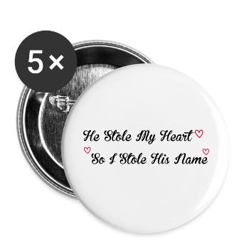 Stole My Heart - Buttons groß 56 mm (5er Pack) - Weiß - Vorne