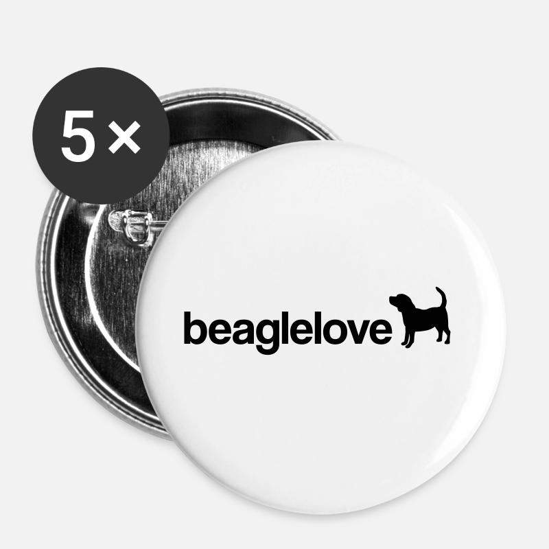 beagle love - Buttons large 2.2''/56 mm (5-pack) - white