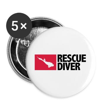 Rescue Diver - Lot de 5 grands badges (56 mm) - blanc - Devant