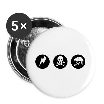 death head plate lightning lightning cloud lightning - Buttons large 2.2''/56 mm (5-pack) - white - Front