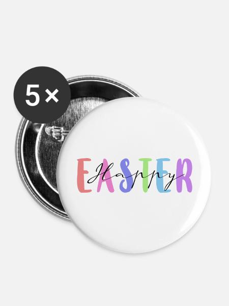 Frohe Ostern - Buttons groß 56 mm (5er Pack) - Weiß
