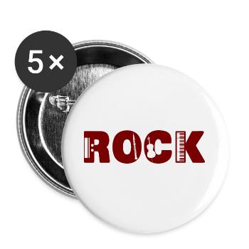 Inscription ROCK - Lot de 5 grands badges (56 mm) - blanc - Devant