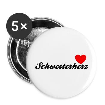 Schwesterherz | Black - Buttons groß 56 mm (5er Pack) - Weiß - Vorne