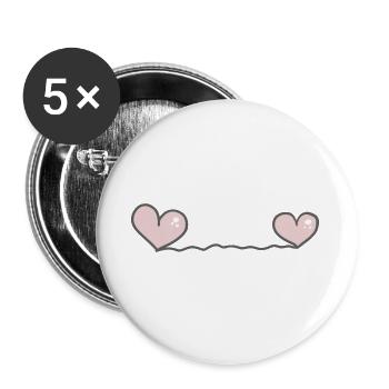 Herz Herzen - Buttons groß 56 mm (5er Pack) - Weiß - Vorne