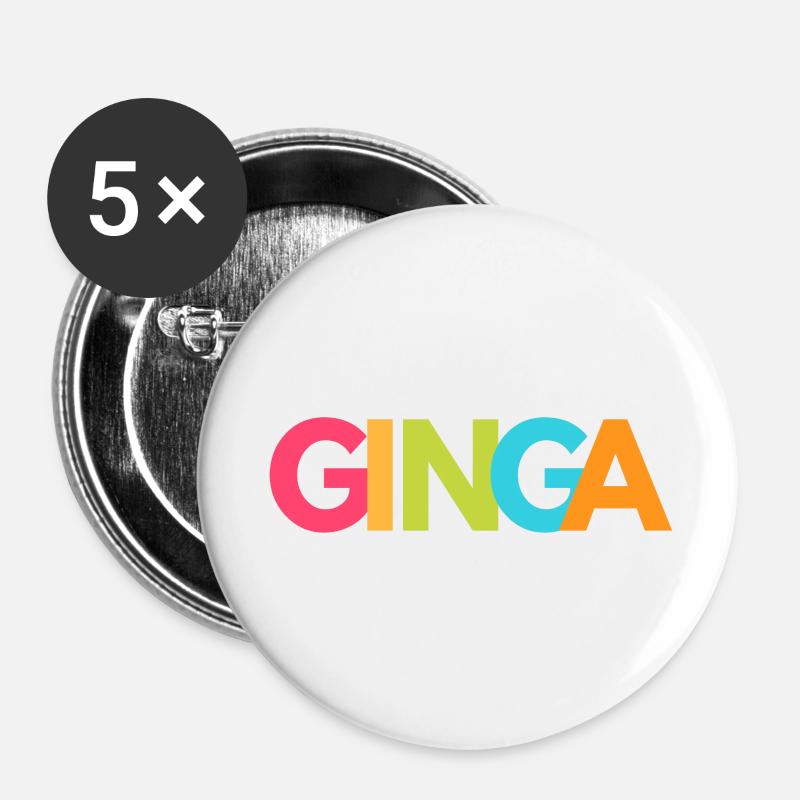 Ginga Capoeira - Buttons large 2.2''/56 mm (5-pack) - white