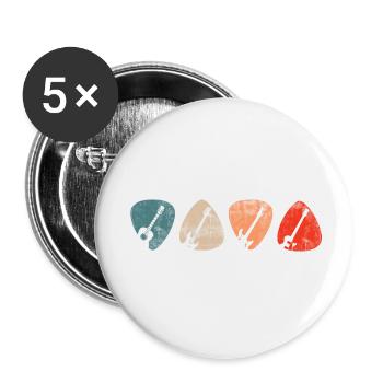 Gitarristen Musik Gitarren Musiker Gitarrist - Buttons groß 56 mm (5er Pack) - Weiß - Vorne