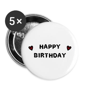 JAHRESTAG. ALLES GUTE ZUM GEBURTSTAG!. ALLES GUTE ZUM GEBURTSTAG!. - Buttons groß 56 mm (5er Pack) - Weiß - Vorne