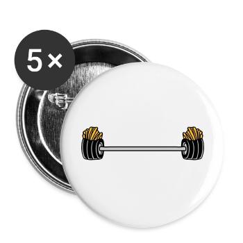 Weightlifting French Fries Bodybuilder - Buttons large 2.2''/56 mm (5-pack) - white - Front