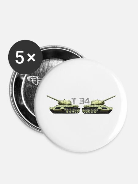 T34 - Buttons groß 56 mm (5er Pack) - Weiß