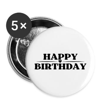 Bon anniversaire - Lot de 5 grands badges (56 mm) - blanc - Devant