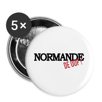 Normande de ouf (noir) - Lot de 5 grands badges (56 mm) - blanc - Devant