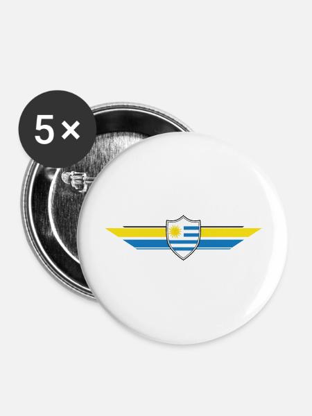 Uruguay Fan Weltmeisterschaft - Buttons groß 56 mm (5er Pack) - Weiß