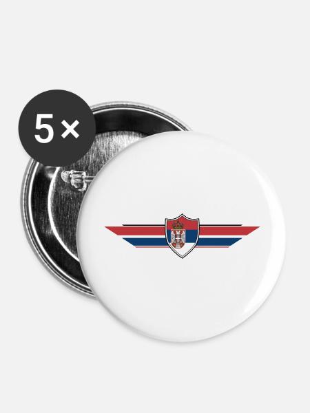 Serbien Fan Weltmeisterschaft - Buttons groß 56 mm (5er Pack) - Weiß