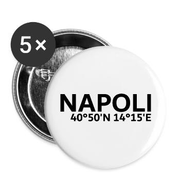 Coordonnées de Naples - Lot de 5 grands badges (56 mm) - blanc - Devant