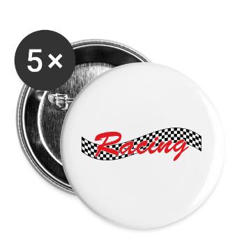 Drapeau à cocher de course - Car Auto Bike Race - Lot de 5 grands badges (56 mm) - blanc - Devant