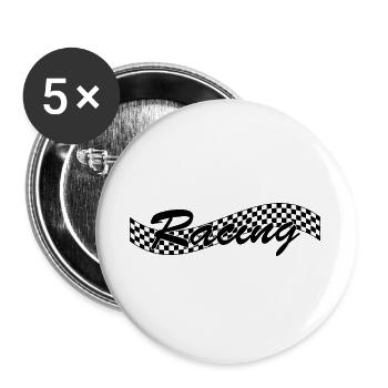 Drapeau à cocher de course - Car Auto Bike Race - Lot de 5 grands badges (56 mm) - blanc - Devant