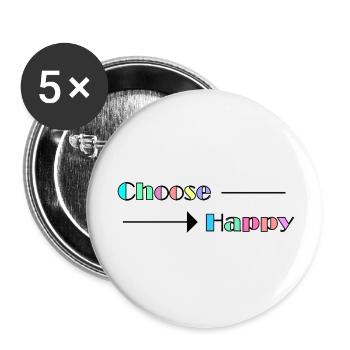 Choose Happy - Buttons groß 56 mm (5er Pack) - Weiß - Vorne