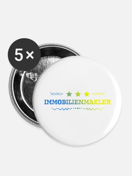 Immobilienmakler Beruf - Buttons groß 56 mm (5er Pack) - Weiß