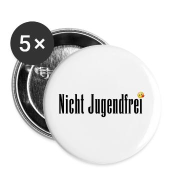NichtJugendfrei Schriftzug - Buttons groß 56 mm (5er Pack) - Weiß - Vorne