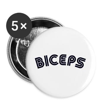BICEPS Gym Workout Muscle Training - Buttons large 2.2''/56 mm (5-pack) - white - Front