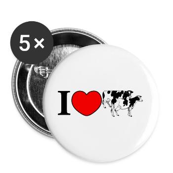 Heart cow emblem - Buttons large 2.2''/56 mm (5-pack) - white - Front