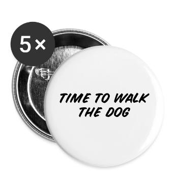 Chien Hund - Lot de 5 grands badges (56 mm) - blanc - Devant