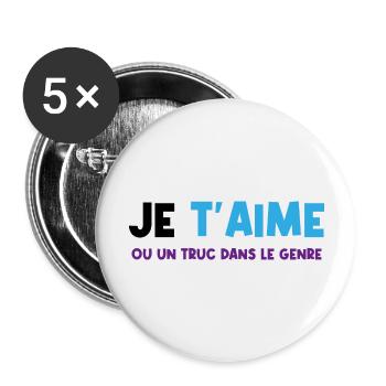 je t'aime - Lot de 5 grands badges (56 mm) - blanc - Devant