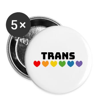 Cœur arc-en-ciel trans noir - Lot de 5 grands badges (56 mm) - blanc - Devant