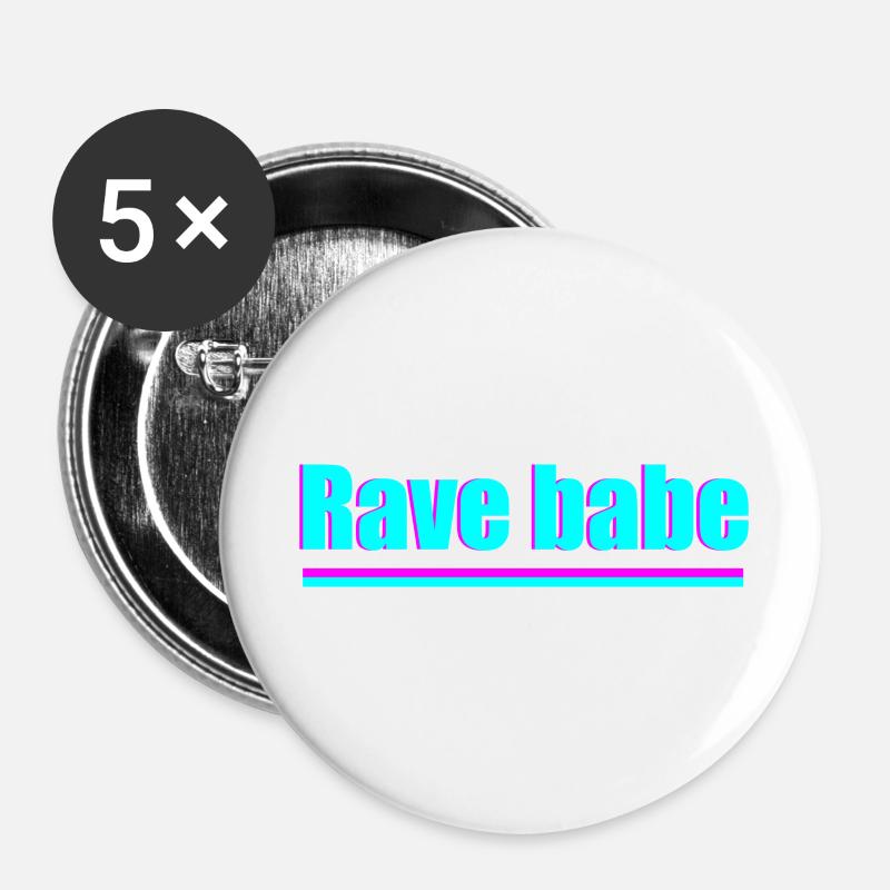 Rave babe - Buttons large 2.2''/56 mm (5-pack) - white
