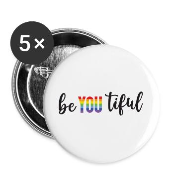Mois de la fierté LGBT - BeYOUTiful - Lot de 5 grands badges (56 mm) - blanc - Devant