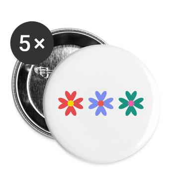 FLEUR. NATURE. ECOLOGIE. ANNIVERSAIRE. FÊTE - Lot de 5 grands badges (56 mm) - blanc - Devant