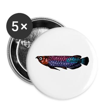 Meerestiere - Buttons groß 56 mm (5er Pack) - Weiß - Vorne