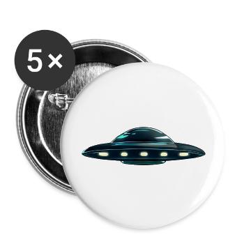 Flying Saucer Alien uFO - Buttons large 2.2''/56 mm (5-pack) - white - Front