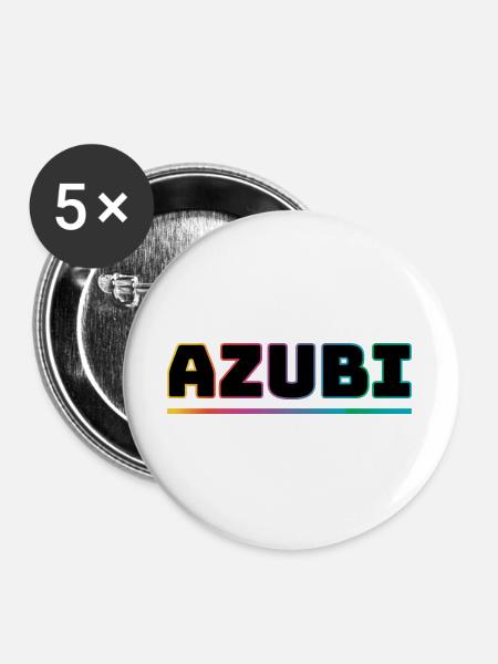 Design Azubi bunt - Buttons groß 56 mm (5er Pack) - Weiß