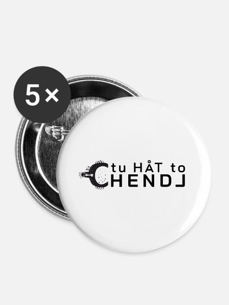 Hendl black 3 - Buttons groß 56 mm (5er Pack) - Weiß