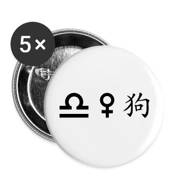 waage venus hund - Buttons groß 56 mm (5er Pack) - Weiß - Vorne