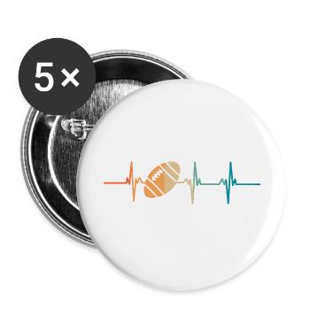 Rugby Heartbeat - Buttons large 2.2''/56 mm (5-pack) - white - Front