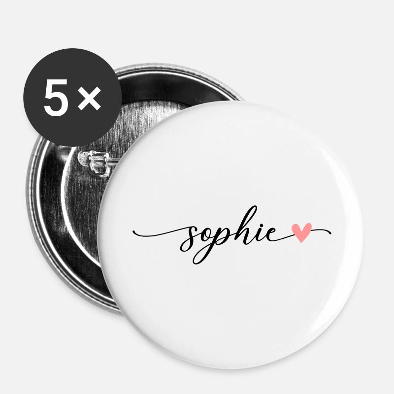 Sophie Name Calligraphy Font - Buttons large 2.2''/56 mm (5-pack) - white