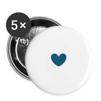 Cœur bleu avec flèche cadeau de la Saint-Valentin - Lot de 5 grands badges (56 mm) - blanc - Devant