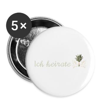 Junggesellinnenabschied - Ich heirate - Buttons groß 56 mm (5er Pack) - Weiß - Vorne