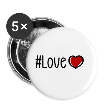 Love Heart - Buttons large 2.2''/56 mm (5-pack) - white - Front