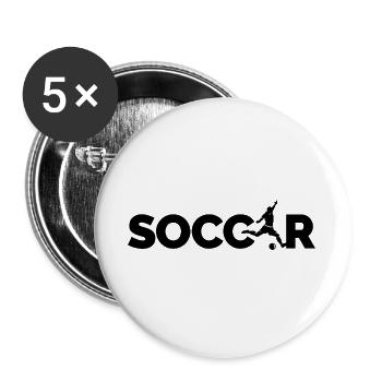 soccer Fußballer Logo Schuss Symbol Spieler icon - Buttons groß 56 mm (5er Pack) - Weiß - Vorne