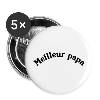 MEILLEUR PAPA - Lot de 5 grands badges (56 mm) - blanc - Devant