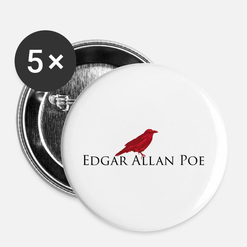 Edgar Allan Poe - Buttons groß 56 mm (5er Pack) - Weiß