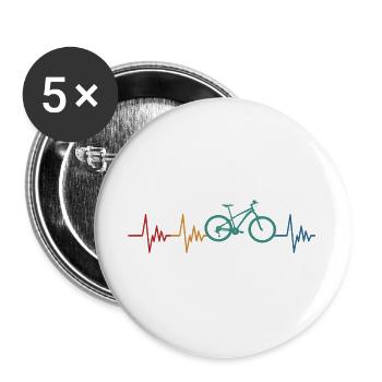 Fahrrad Herzschlag Radsport - Buttons groß 56 mm (5er Pack) - Weiß - Vorne