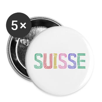 SUISSE. PAYS. GENEVE. HUMOUR. DRAPEAU. GENEVE - Lot de 5 grands badges (56 mm) - blanc - Devant