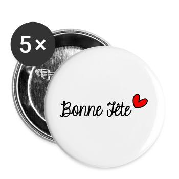 MOM. MOTHER'S DAY. HEART. HAPPY BIRTHDAY - Buttons large 2.2''/56 mm (5-pack) - white - Front