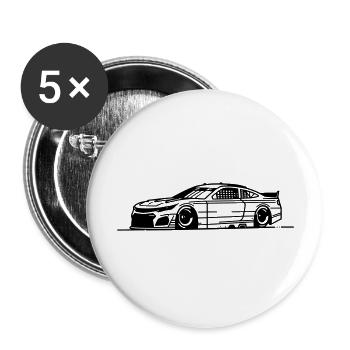 Dessin au trait minimaliste de voiture de sport Cup Series - Lot de 5 grands badges (56 mm) - blanc - Devant