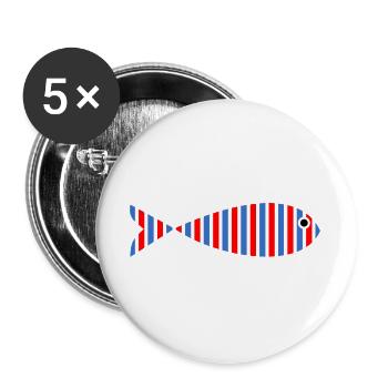 POISSON. SARDINE. POISSON D'AVRIL. MER. OCÉAN - Lot de 5 grands badges (56 mm) - blanc - Devant
